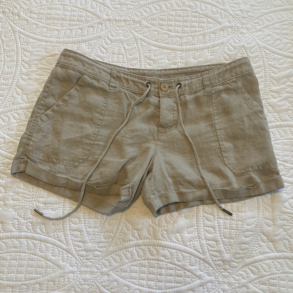 Tan linen shorts